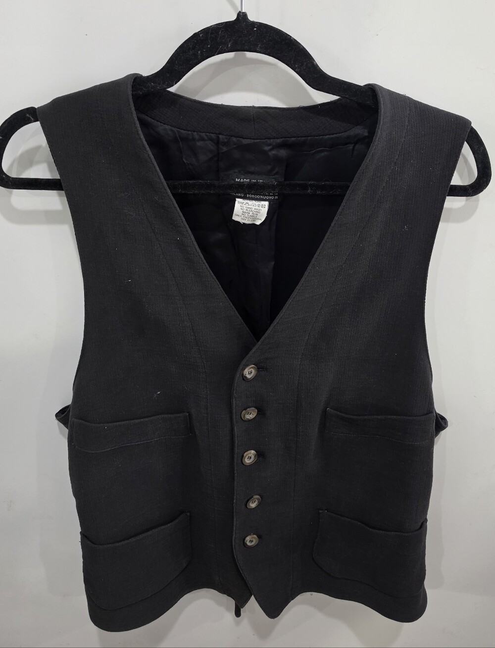Vintage Giorgio Armani Black Label Waistcoat Vest Women's M 90s Borgonuovo